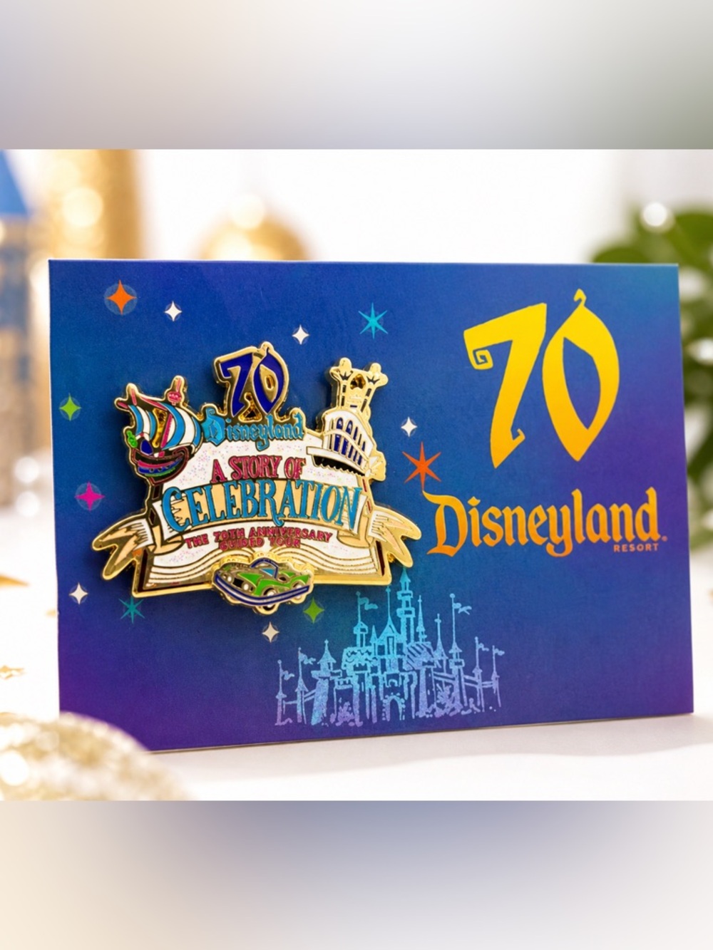 Disneyland 70th Anniversary Pin "A Story of Celebration" Guided Tour Collectible